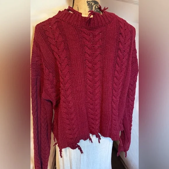 Boohoo Burgundy Cable Knit Sweater - Picture 8 of 11